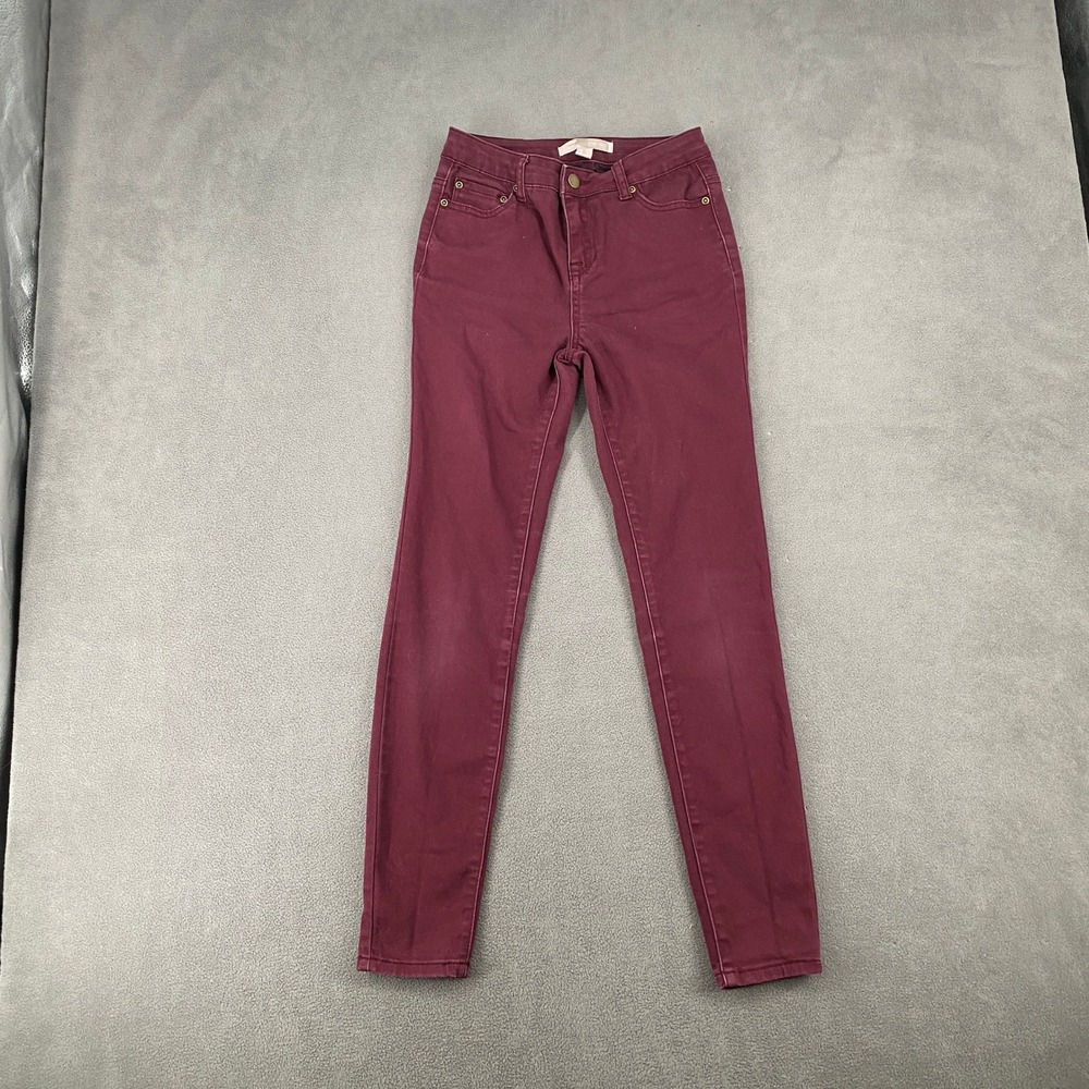 Forever‎ 21 Contemporary Burgundy Skinny Jeans High Rise Wine Red Size 24